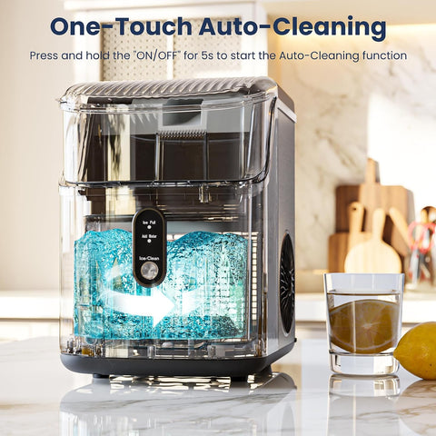 Antarctic Star Nugget Ice Makers Countertop with Self-Cleaning, 35lbs/24H, Portable Sonic Ice Maker Machine with Handle/Basket/Scoop for Home, Kitchen, Office, Camping(Black)