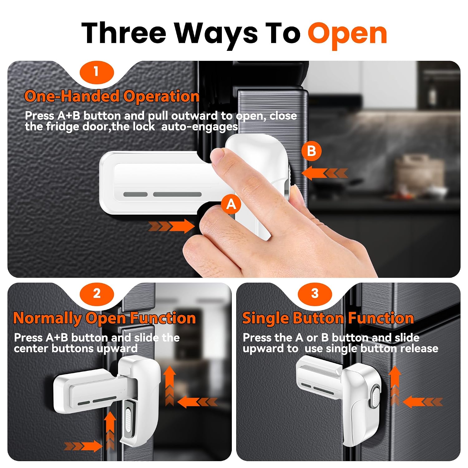 2 Pack Fridge Locks, Refrigerator Door Lock for Kids Baby Safety, Durable ABS Child Proof Freezer Latch to Keep Door Closed, Easy Install Child Lock for Fridge, No Tools Need or Drill