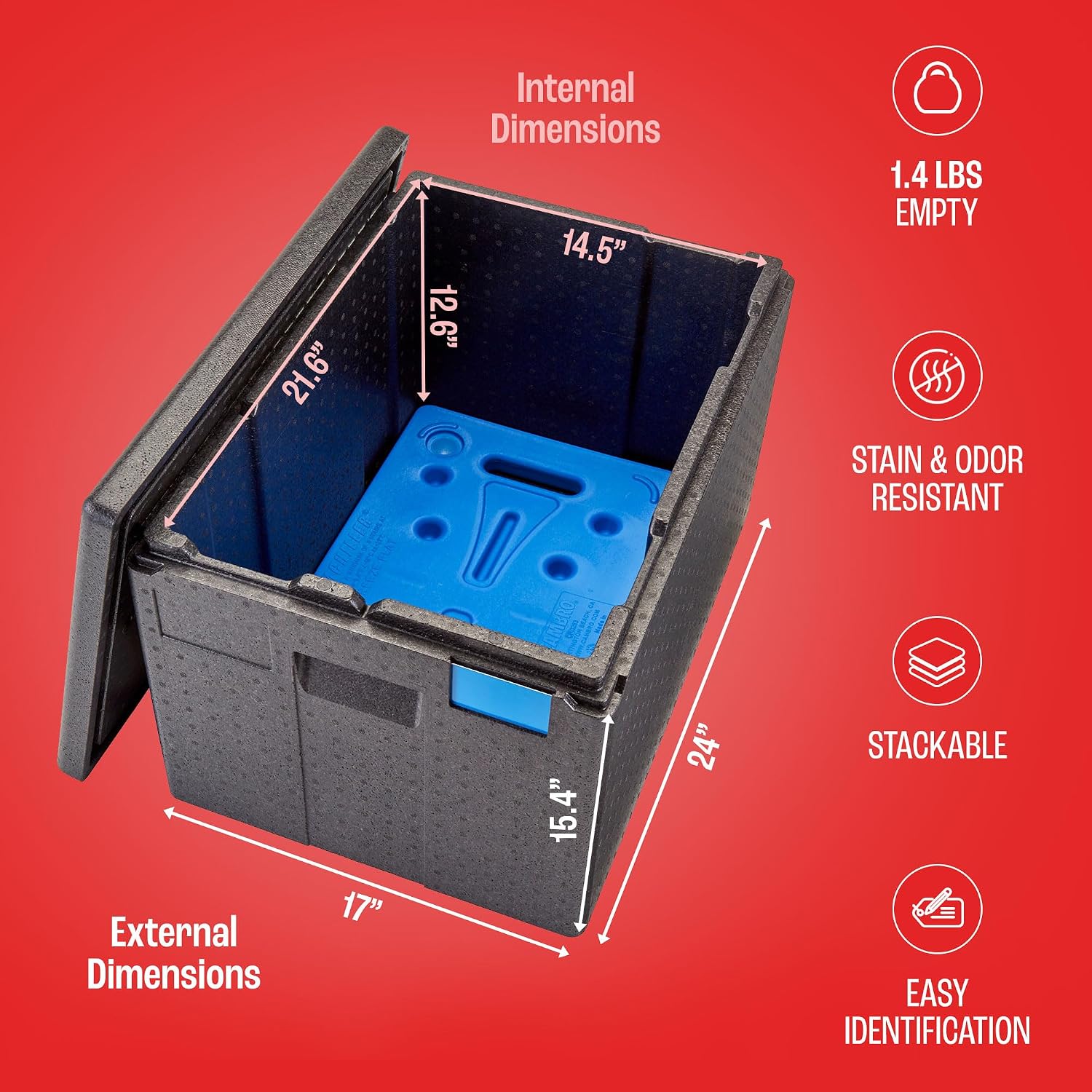 Cambro GoBox Insulated Lightweight Thermal Hot Box and Food Pan Carrier (12 Inch Deep) - Hotbox and Food Warmer for Catering & Transport - Top Load (Black)