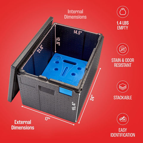Cambro GoBox Insulated Lightweight Thermal Hot Box and Food Pan Carrier (12 Inch Deep) - Hotbox and Food Warmer for Catering & Transport - Top Load (Black)