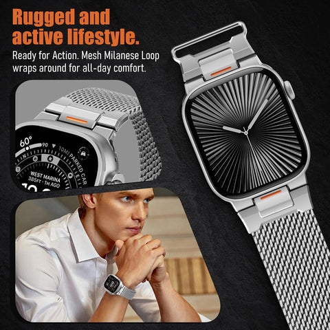 BXUXOHS Milanese Loop for Apple Watch Band 42mm 41mm 40mm 38mm iWatch Men