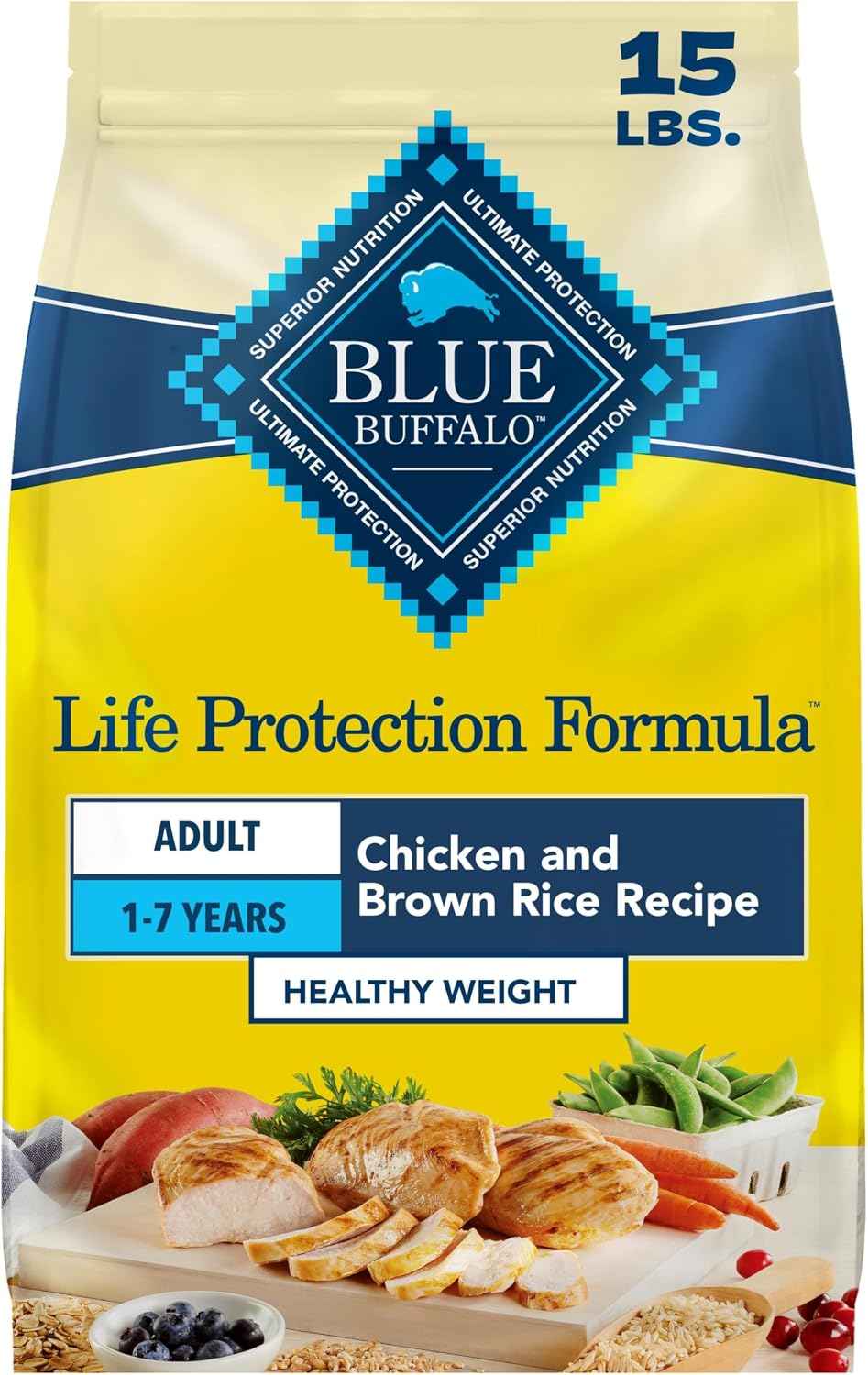 Blue Buffalo Life Protection Formula Healthy Weight Chicken Dog Food, 15 lb
