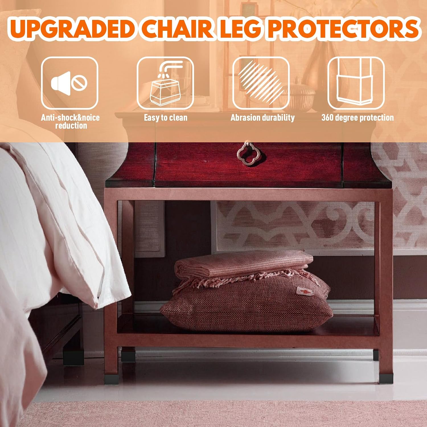 Rectangle Chair Leg Protectors for Hardwood Floors.(Black, 0.75 x 1.25)