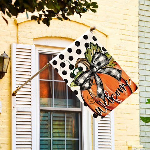 AVOIN colorlife Fall Welcome Pumpkin House Flag 28x40 Inch Outside