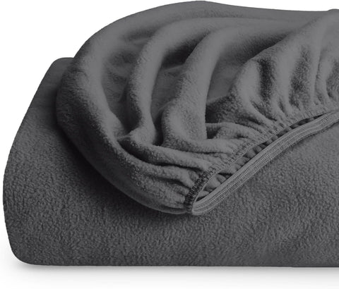 Bare Home Super Soft Fleece Fitted Sheet (King, Grey)