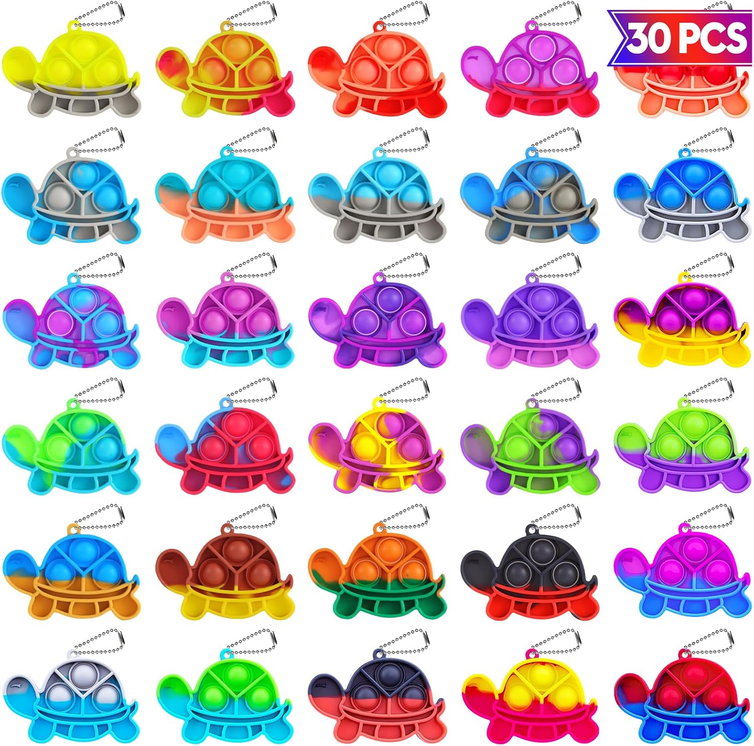Pop Fidget Toys Bulk Its Kids Party Favors 30 Pack Turtle Mini Pop Keychain