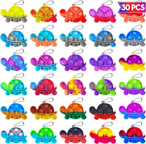 Pop Fidget Toys Bulk Its Kids Party Favors 30 Pack Turtle Mini Pop Keychain