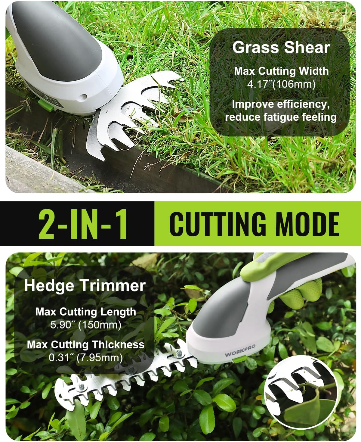 WORKPRO 7.2V Cordless Grass Shear & Shrubbery Trimmer