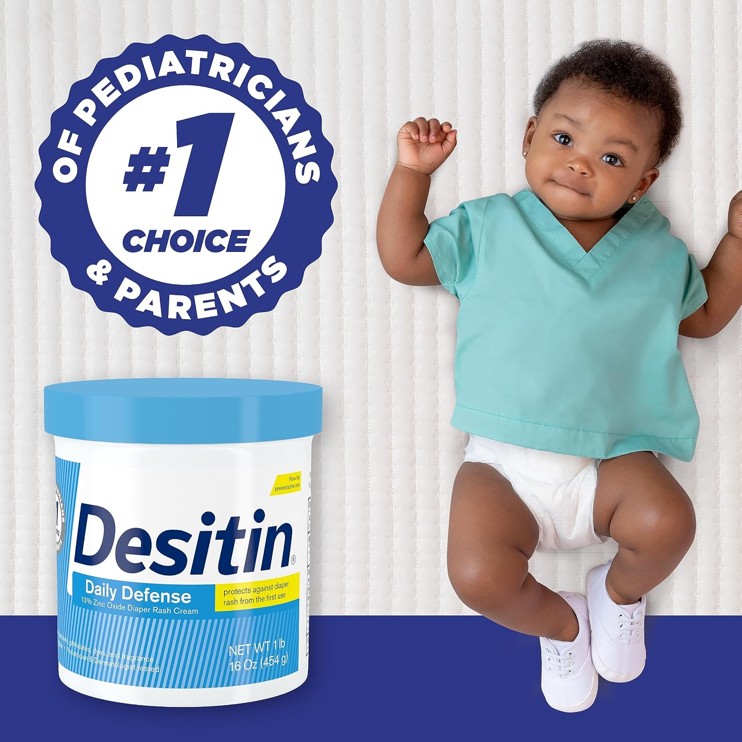Desitin Daily Defense Diaper Rash Cream, 13% Zinc Oxide, 16 oz