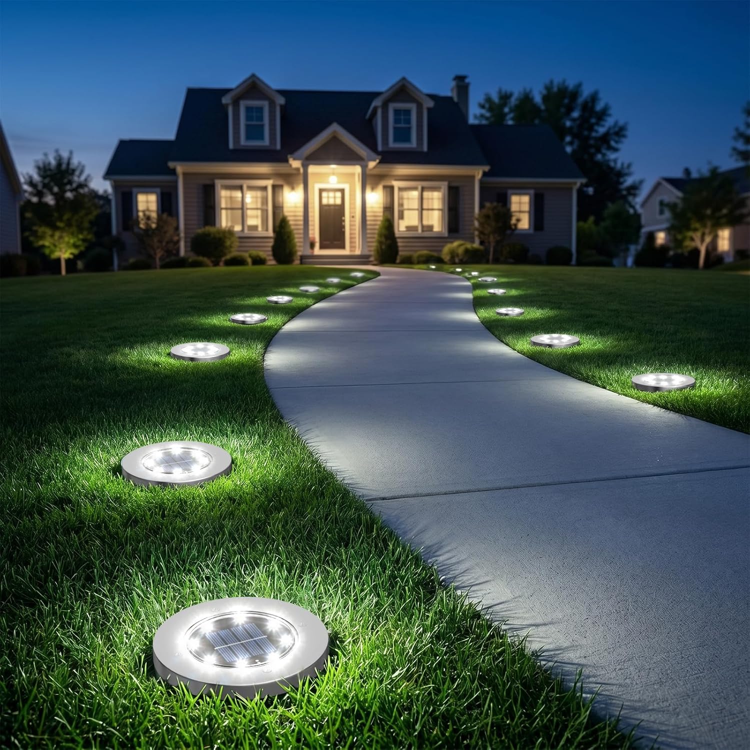 INCX 12 Pack 4.6 Inch Solar Ground Lights Outdoor, Waterproof, Cold White