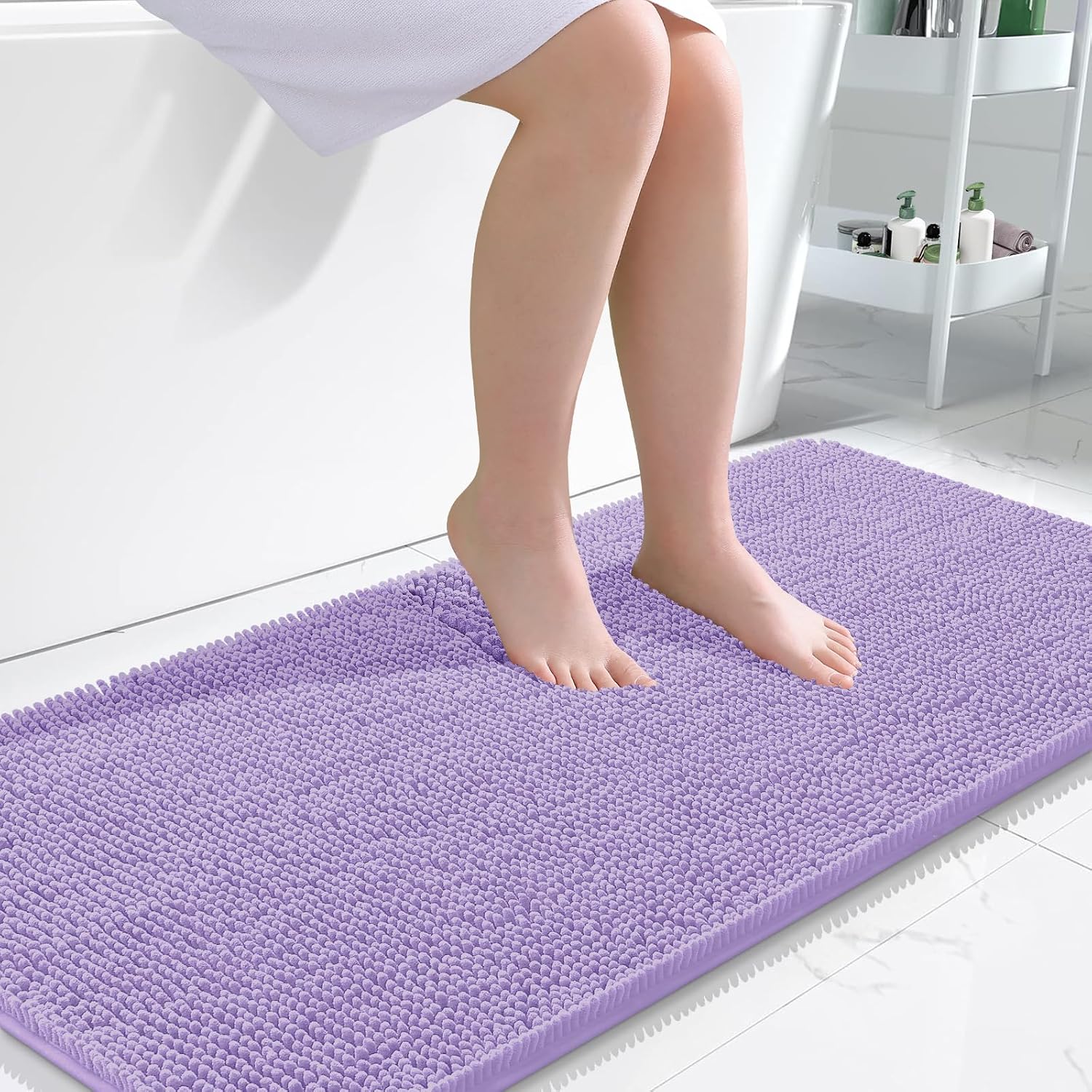 OLANLY Bathroom Runner Rugs 47x24, Extra Soft Absorbent Chenille Bath Rugs
