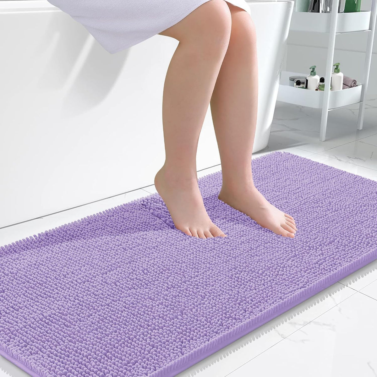 OLANLY Bathroom Runner Rugs 47x24, Extra Soft Absorbent Chenille Bath Rugs