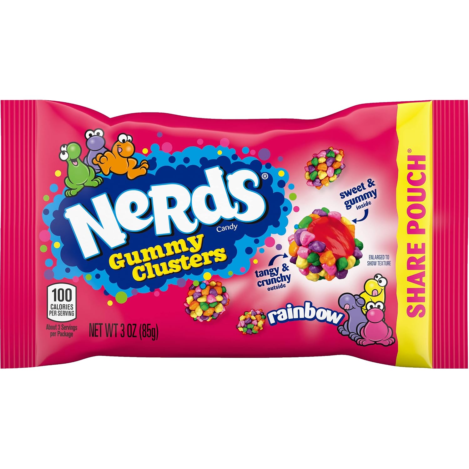 Nerds Gummy Clusters Candy, Rainbow, Springtime Easter Candy, 3 Ounce Pouches (Pack of 24)