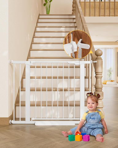 InnoTruth 29.6-39.1 in Wide Baby Gate for Stairs and Doorways, White