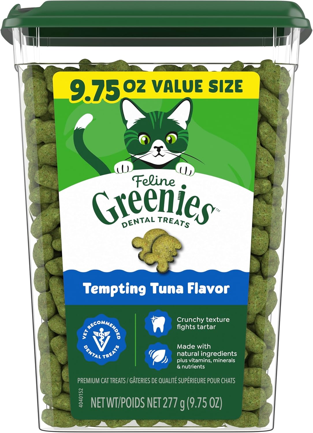 Greenies Feline Natural Dental Cat Treats, Tempting Tuna Flavor, 9.75 oz