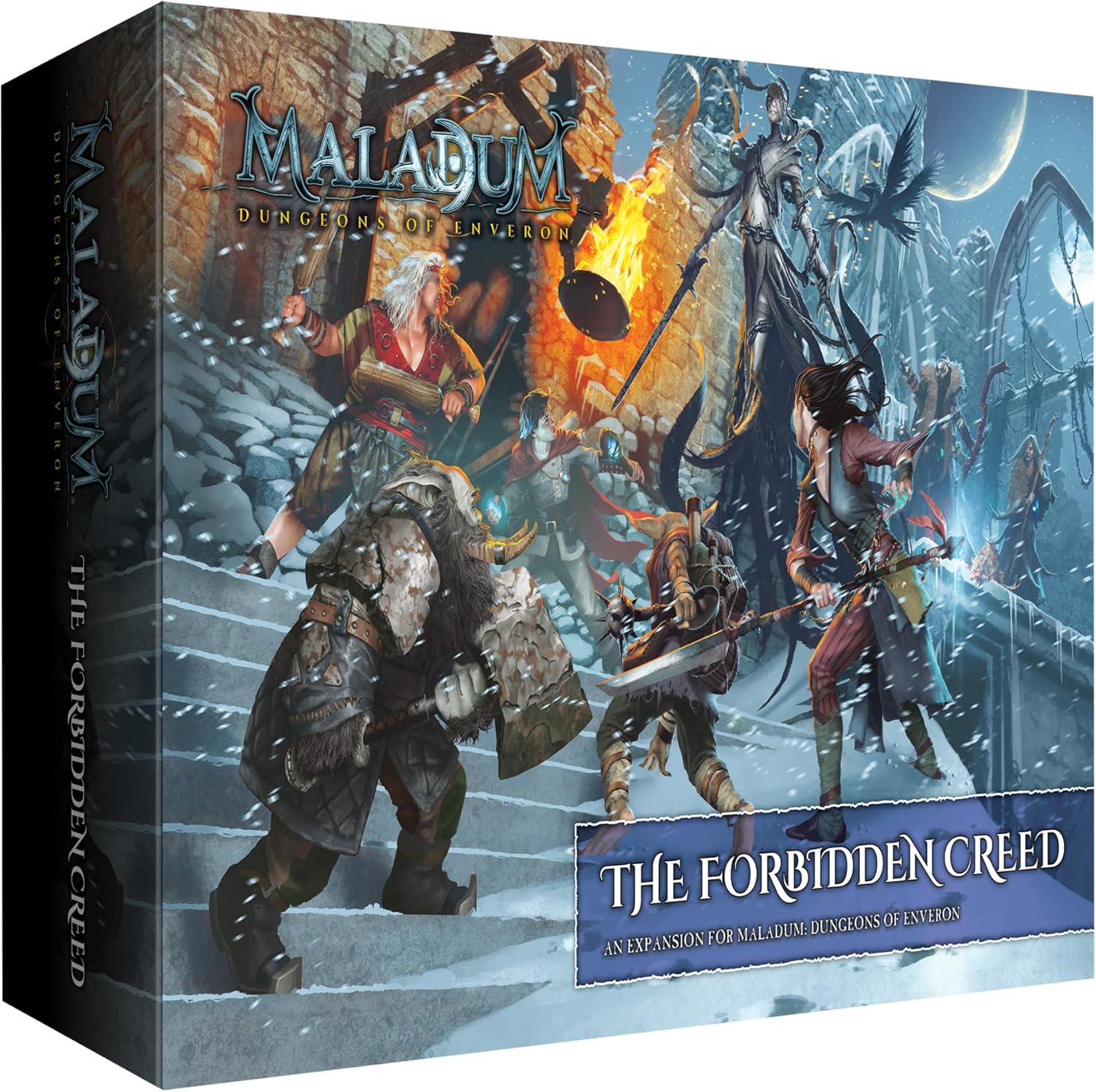 Maladum The Forbidden Creed Expansion - Fantasy Dungeon Crawler Game Immersive Terrain Solo, Co-op and Adversarial Play