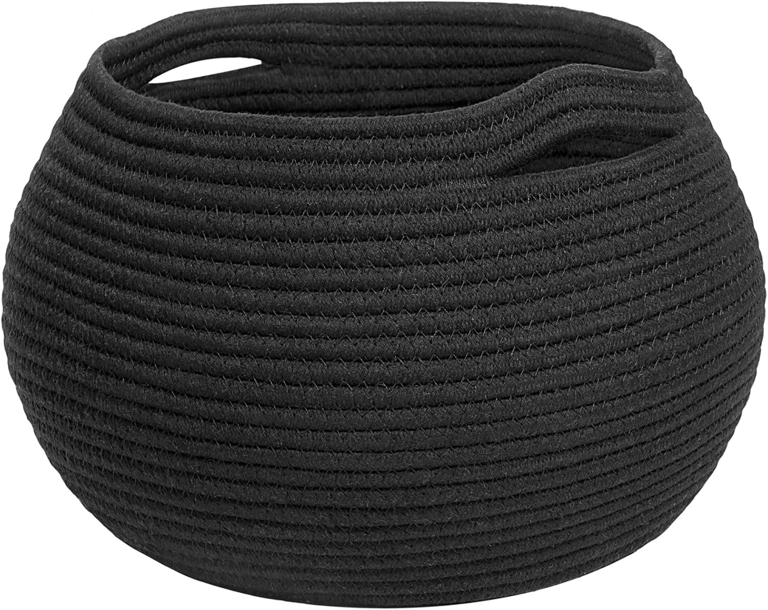 Goodpick Round Woven Rope Storage Basket for Shelves, 10" x 8.3", Black