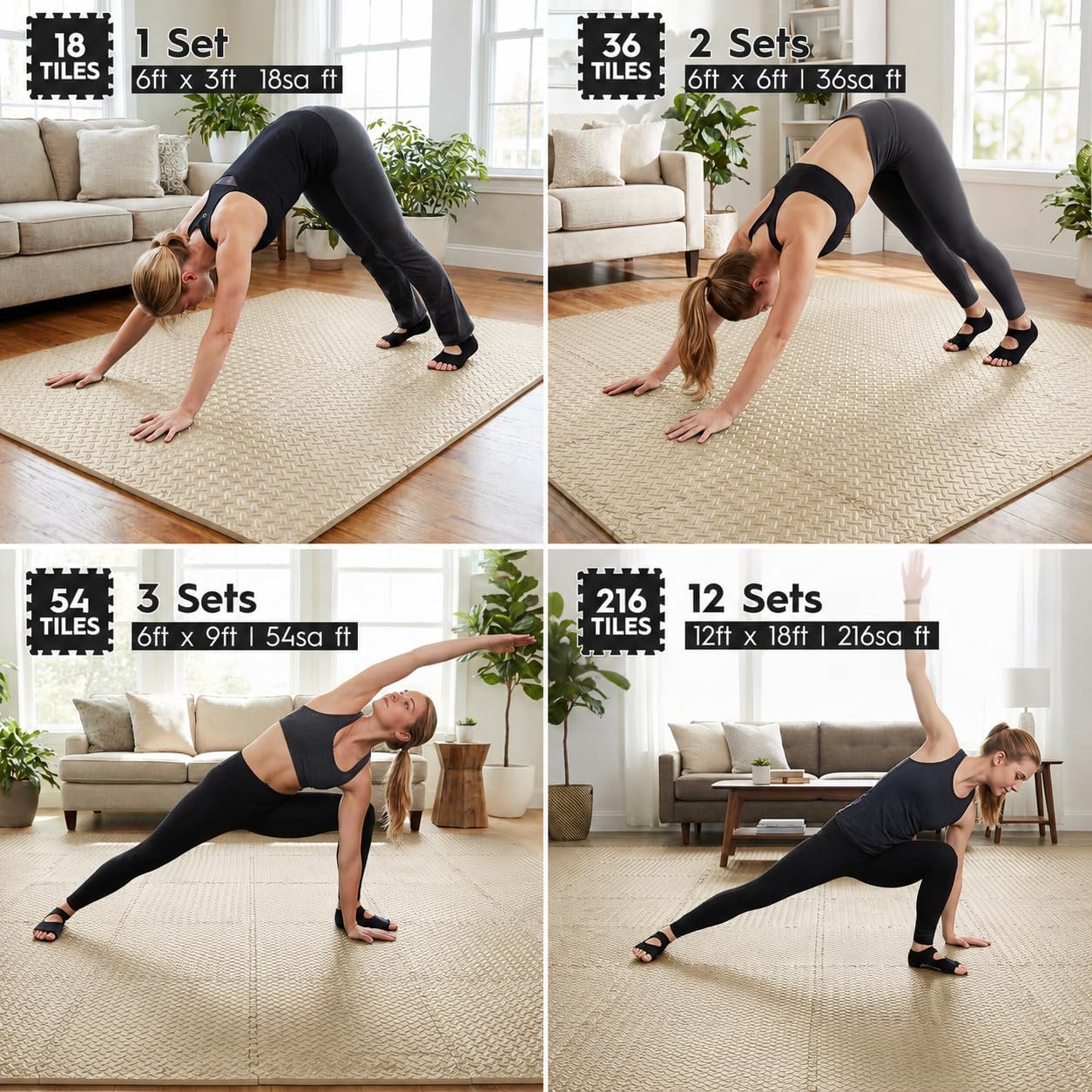 18 Pcs EVA Foam Floor Tiles, Puzzle Exercise Mat Set for Gym