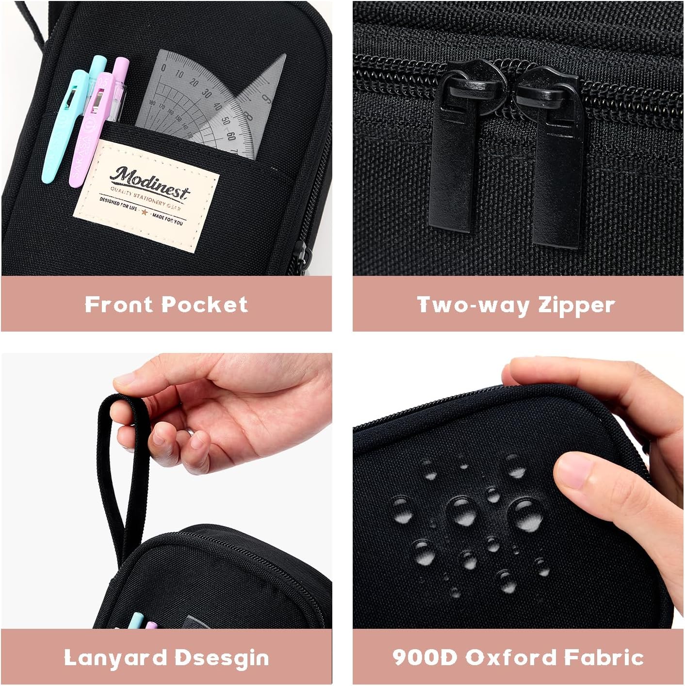 Pencil Case Pouch, Large Capacity Pen Bag Organizer, Cute Aesthetic Pencil Box for Girls Boys Kids, Back to School Supplies, Teacher Supplies Classroom Essentials, Black