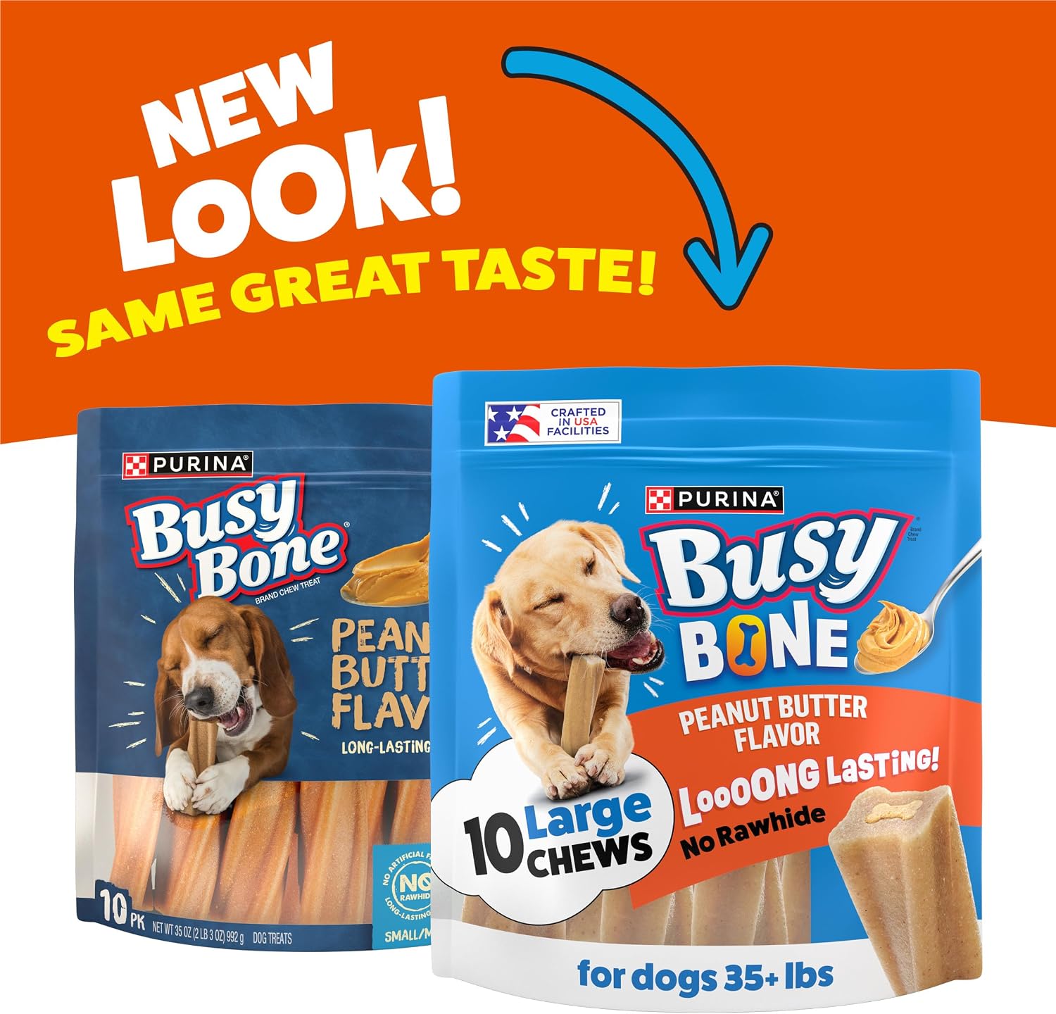 Purina Busy Bone Large Dog Chew Treats, Peanut Butter Flavor, 10 ct Pouch