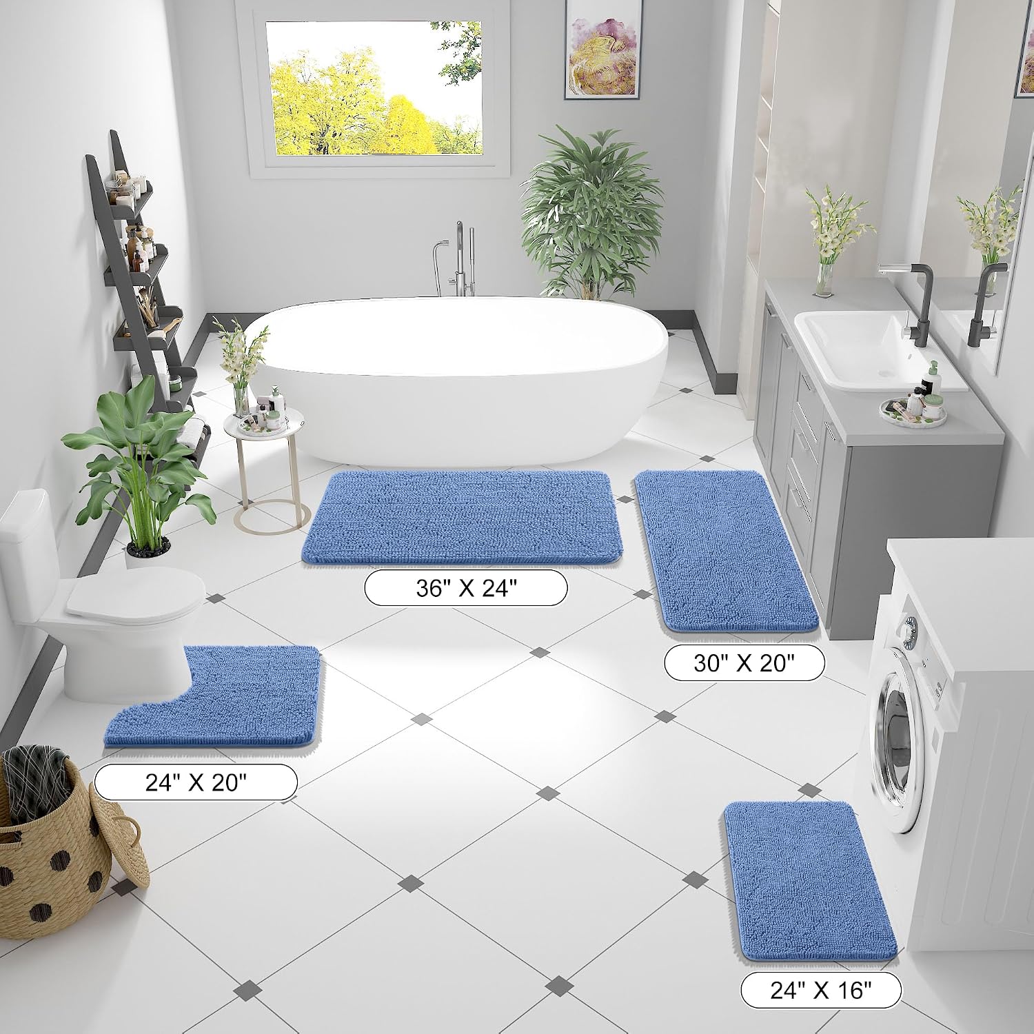 OLANLY Toilet Rugs U-Shaped 24x20, Soft Absorbent Chenille Contour Rugs