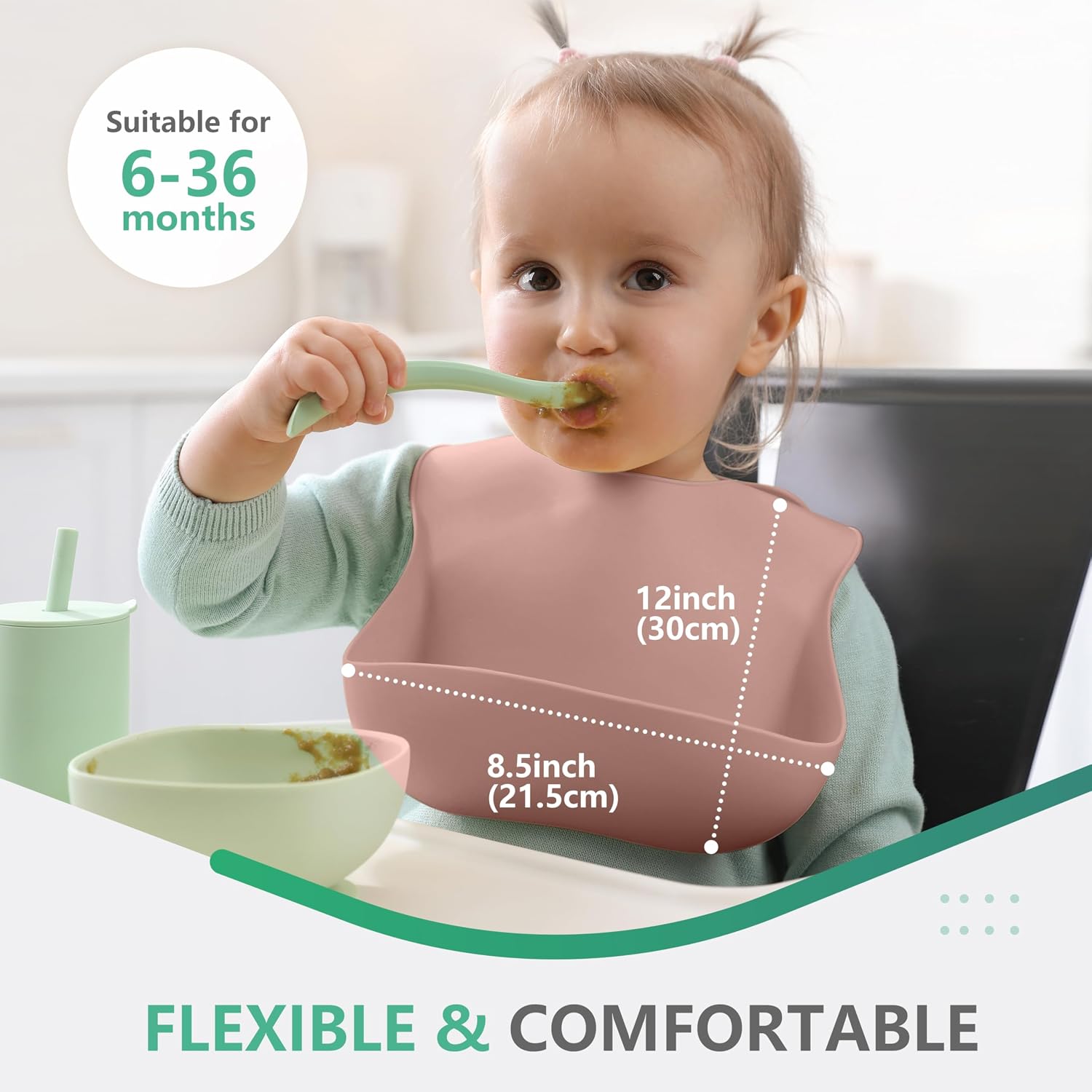 Cuddle Campus Set of 3 Silicone Bibs, Soft Adjustable Bibs for Boys & Girls