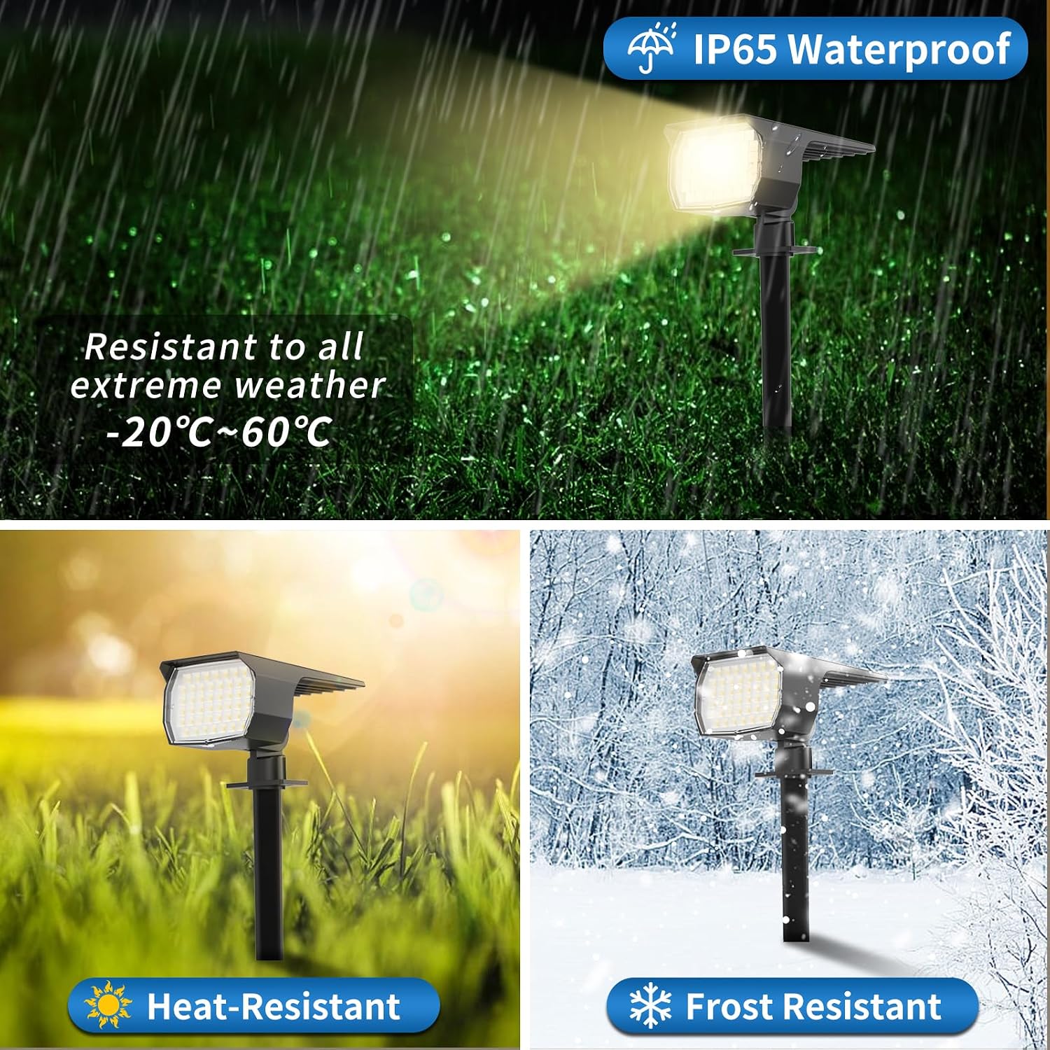 WENATY Solar Spot Lights Outdoor Waterproof Spotlight, 2 Pack, Warm White