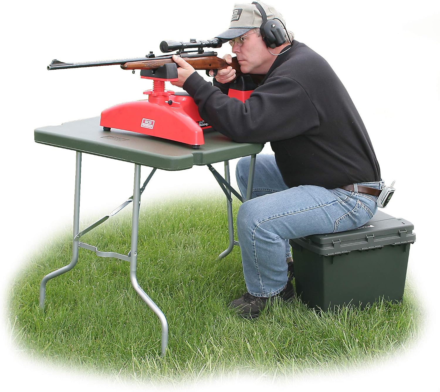MTM PST-11 Predator Shooting Table, Portable Benchrest, Durable Molded Design, Shooting Platform, Target Shooting & Range Accessory, Green