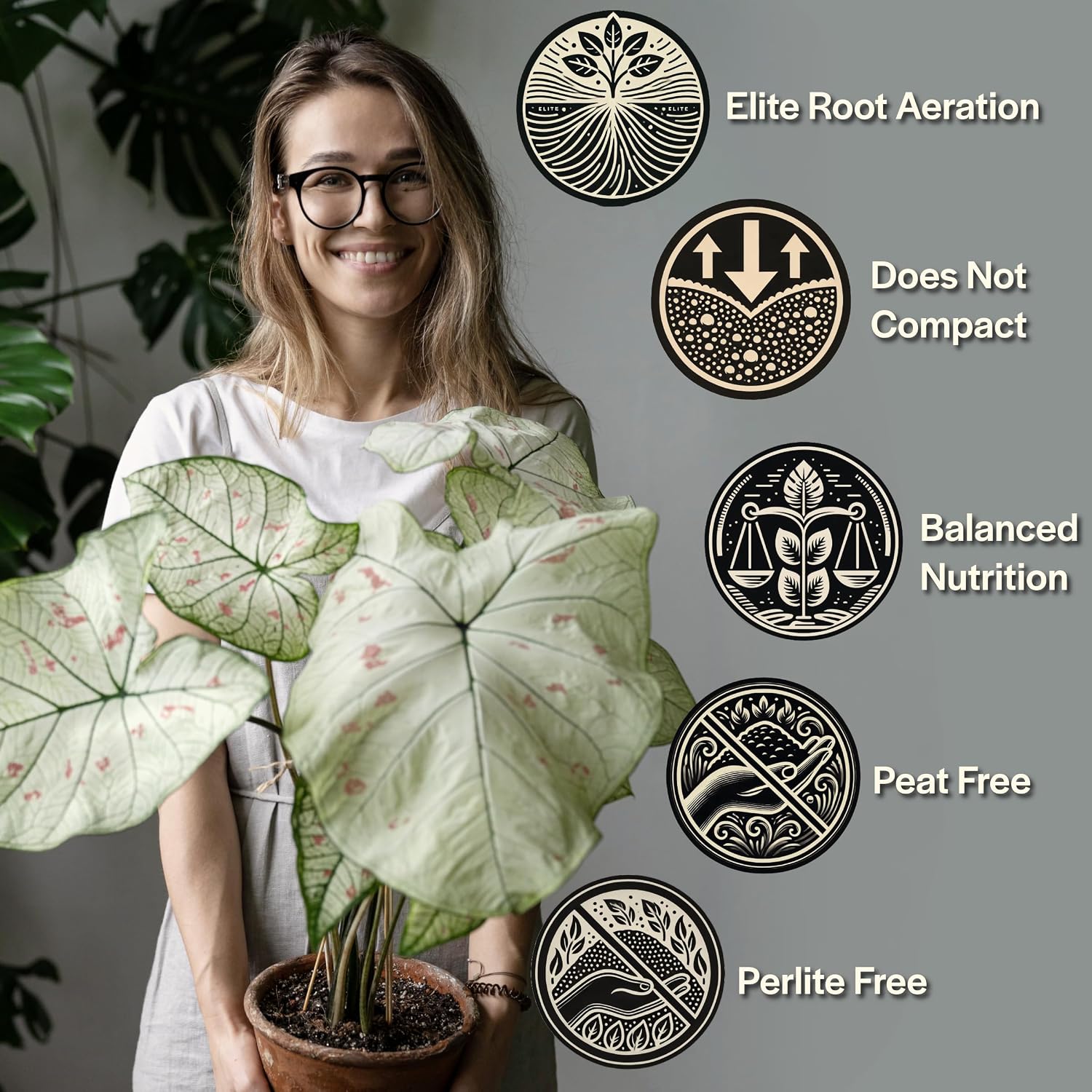 Craft Aroid Potting Mix- Elite Organic Alocasia, Philodendron, Monstera Soil Mix, Chunky, Well Draining Potting Soil for Indoor Plants, All Tropical Plants & Houseplants, Sustainable & Peat Free 4QT