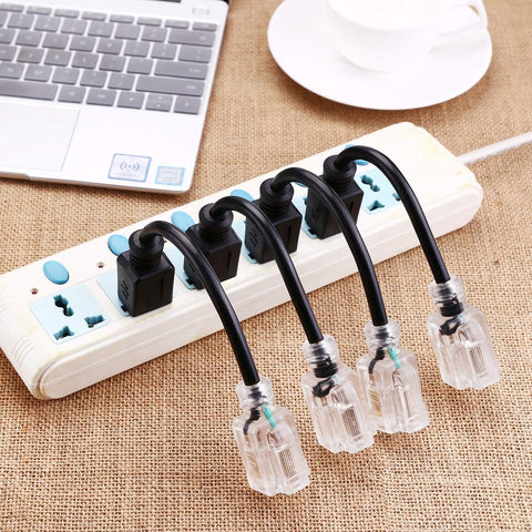 Miady Short Power Extension Cord Outlet Saver, Female Plug with Lighted End 16AWG/13A, 3 Prong (4 Pack, Black, 8 Inch)