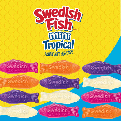 SWEDISH FISH Mini Tropical Soft & Chewy Gummy Candy, Bulk Candy, 12 Bags