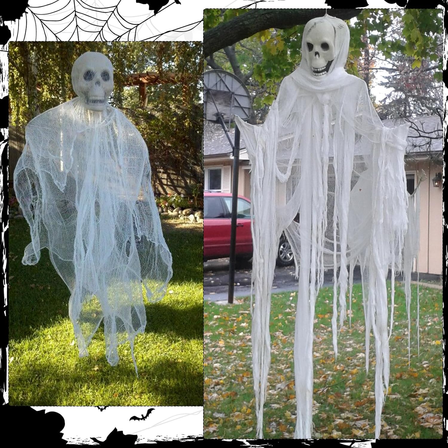 410 x 80 in Halloween Creepy Cloth for Yard and Outdoor Decorations,White