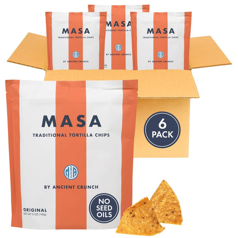 MASA Chips Yellow Corn Tortilla Chips Cooked in Pure Beef Tallow- 6pk x 5oz