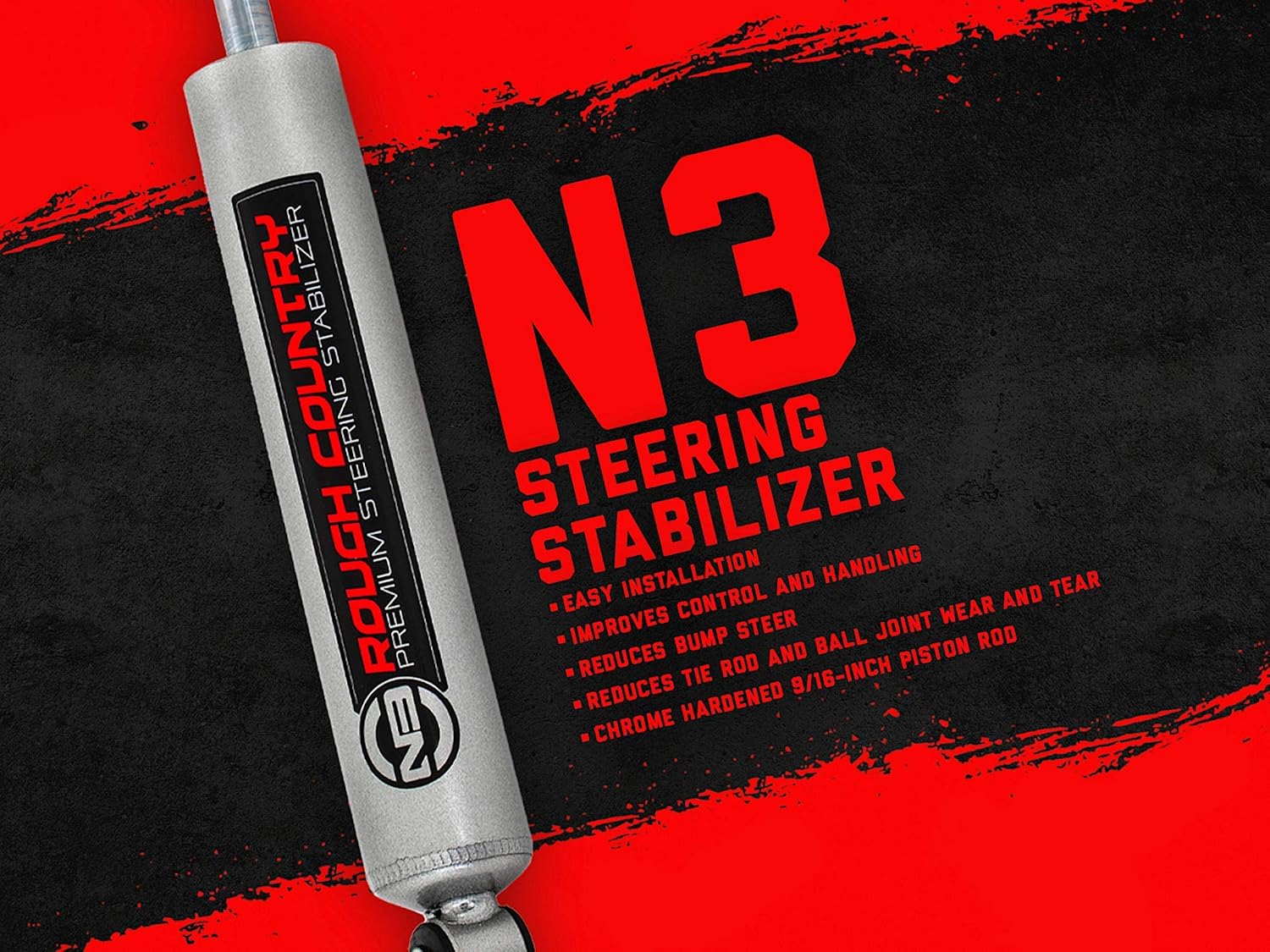 Rough Country N3 Steering Stabilizer for 2007-2018 Jeep Wrangler JK - 8730630