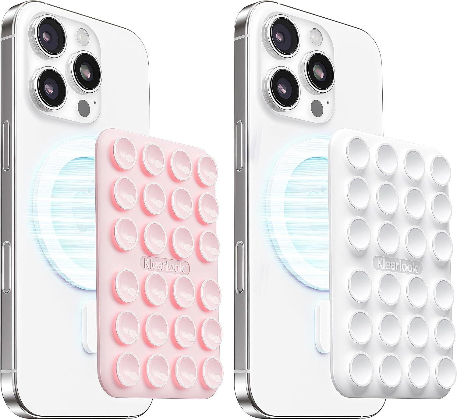 2Pack Magnetic Suction Phone Mount for MagSafe, Light Pink & Classic White