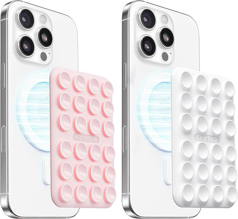 2Pack Magnetic Suction Phone Mount for MagSafe, Light Pink & Classic White