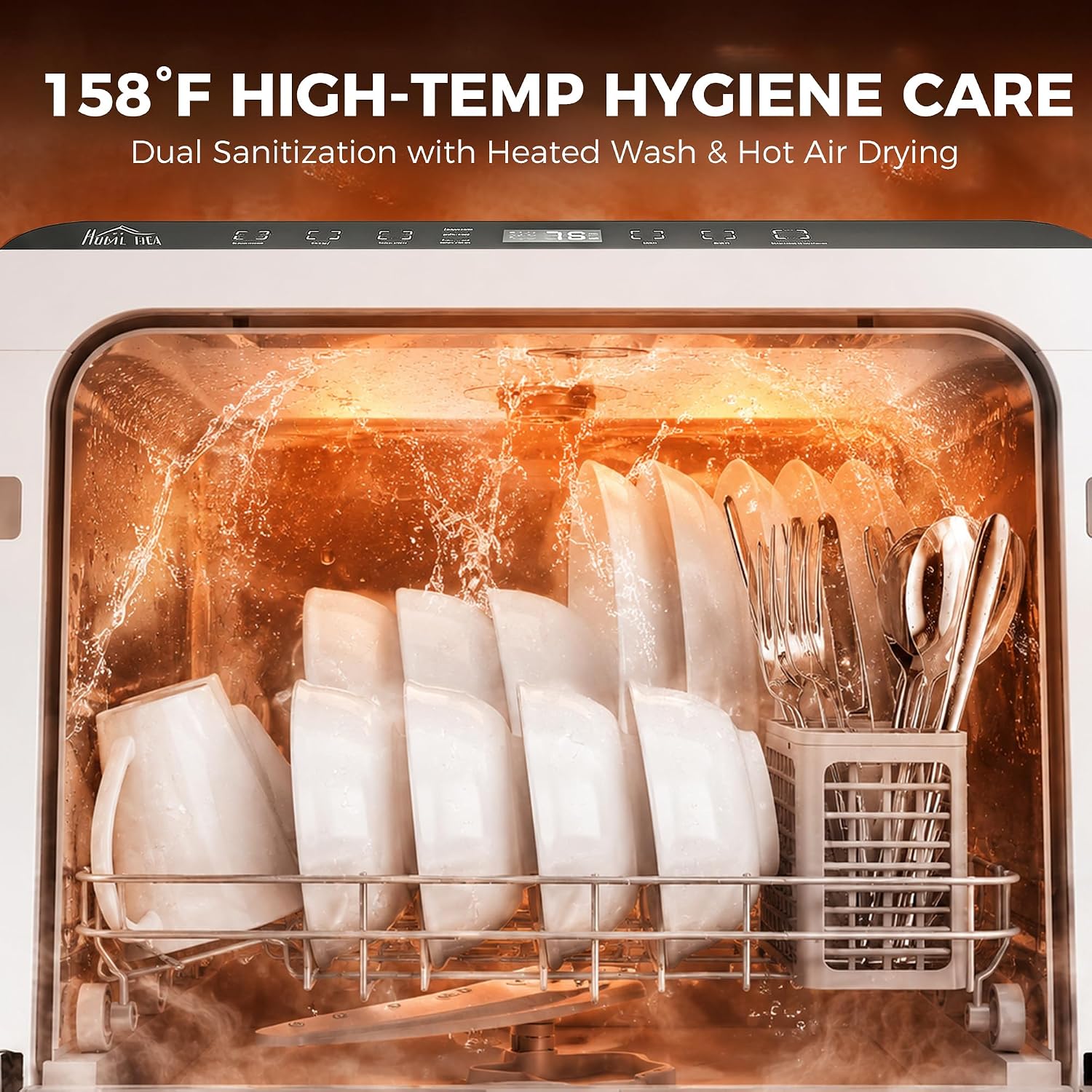 HOMCOM Portable Countertop Dishwasher 6L with 1.6 Gal Built-in Water Tank