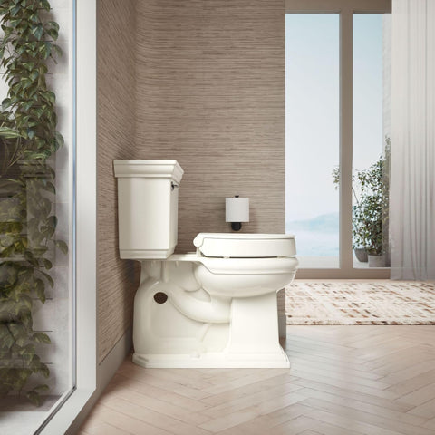 KOHLER 25876-96 Hyten 3" Height, Elevated Soft Close Round Toilet Seat, Contoured Seat with Grip-Tight Bumpers, Quick-Attach Hardware, Biscuit