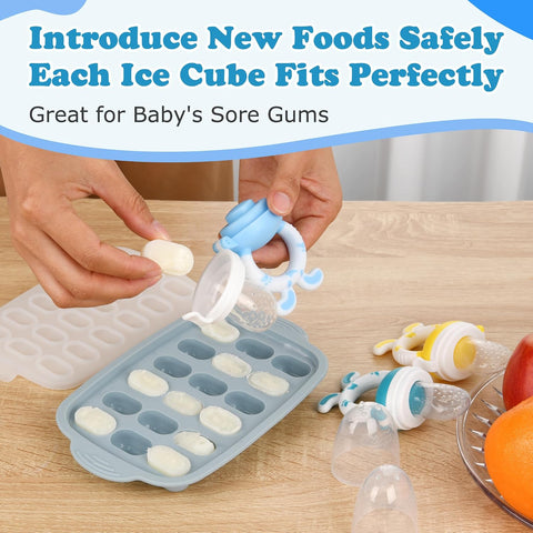 Food Feeder Baby Fruit Feeder Baby Breastmilk Popsicle Molds-& Baby Fruit Feeder-WAJIAYON Silicone Baby Food Freezer Tray,Baby Food Pacifier Feeder and Teether Easter Bunny Gifts for Boys and Girls