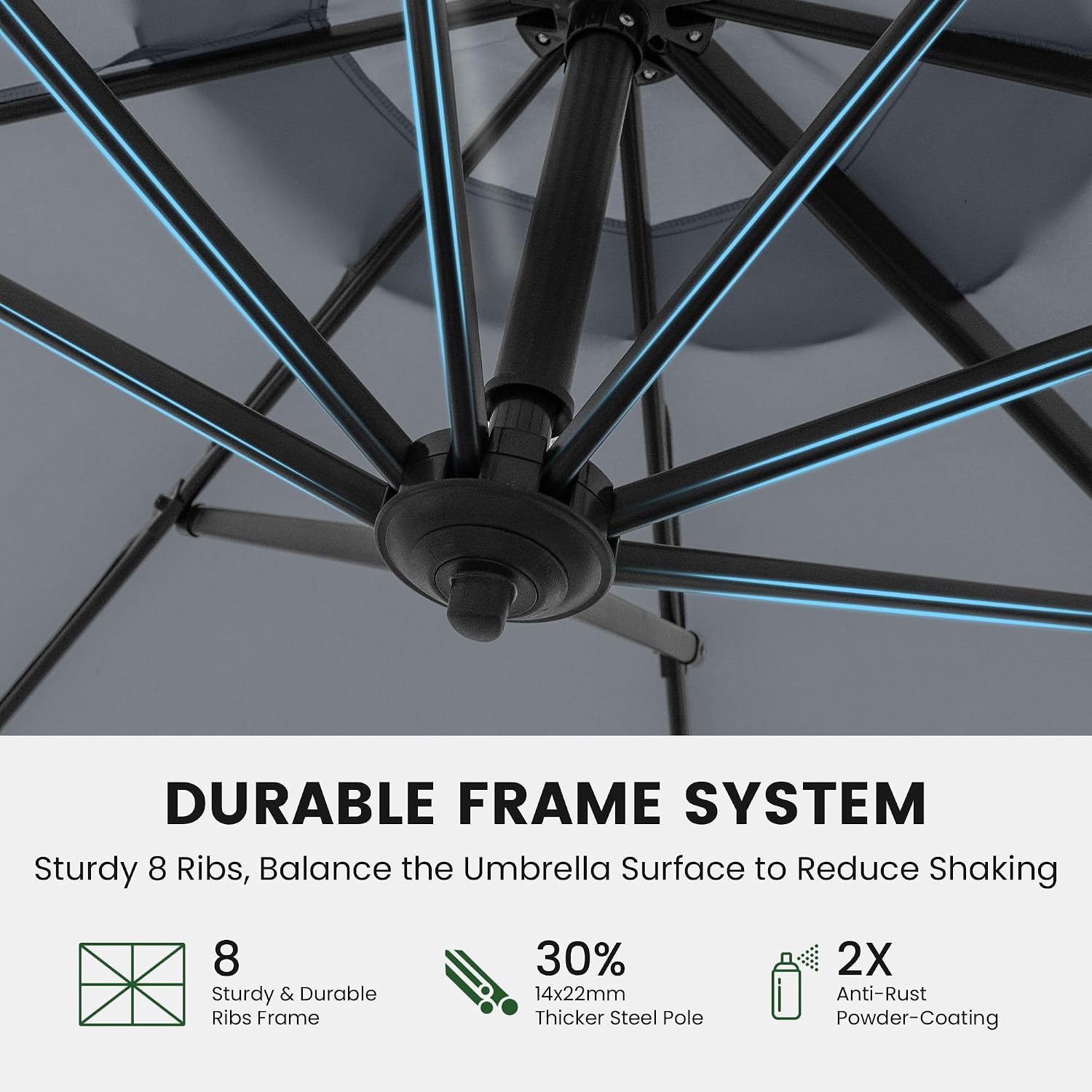 OLILAWN 9' x 12'FT Cantilever Offset Outdoor Patio Umbrella with Base