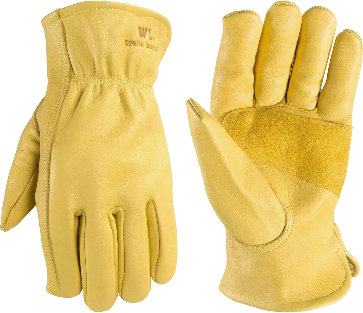 Wells Lamont Men's Work Gloves, Cowhide Leather, Reinforced Palm, Large