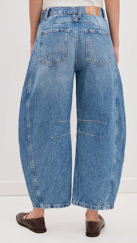 Free People Women's Good Luck Mid-Rise Barrel Jeans