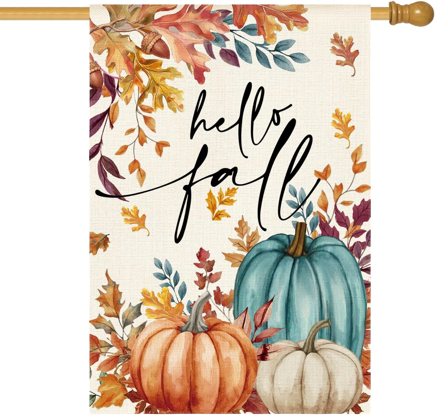 AVOIN colorlife Hello Fall House Flag 28x40 Inch Double Sided Outside