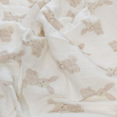 Baby Soft Muslin Thick Blanket Cotton and Dotted Backing Double Layer Receiving Blanket 40"x40" Bunny