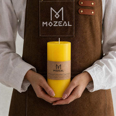 MOZEAL 3" x 8" Hand-Poured Unscented Large Candle,Smokeless Rustic Pillar Candle Set of 2,Slow Burn,No Drip,Approx 150 Hours Burning,Wedding,Dinner,Christmas and Home Decorative,Tall Yellow Candle