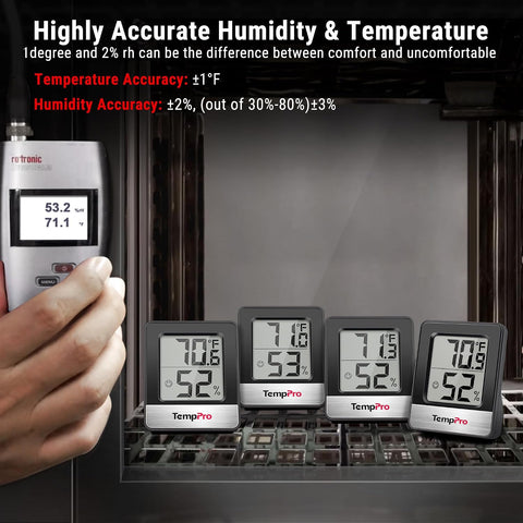 TempPro TP49 4 Pack Digital Hygrometer Indoor Thermometer