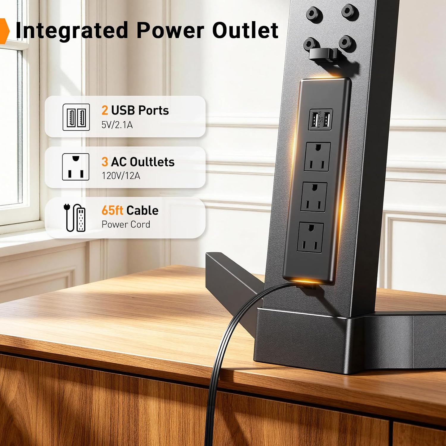 Perlegear Swivel TV Stand with Power Outlet for 42–90" TVs up to 132 lbs
