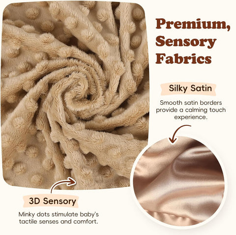 Baby Lovey Security Blanket, Soft Teddy Bear Stuffed Animal Snuggle Toy, Baby Registry Search Receiving Blankets for Newborn Infant Essentials Gifts for Boys Girls, Brown 16 Inch