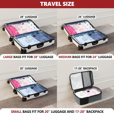 Vacuum Seal Bags for Clothing Travel with Electric Pump, 8 Small