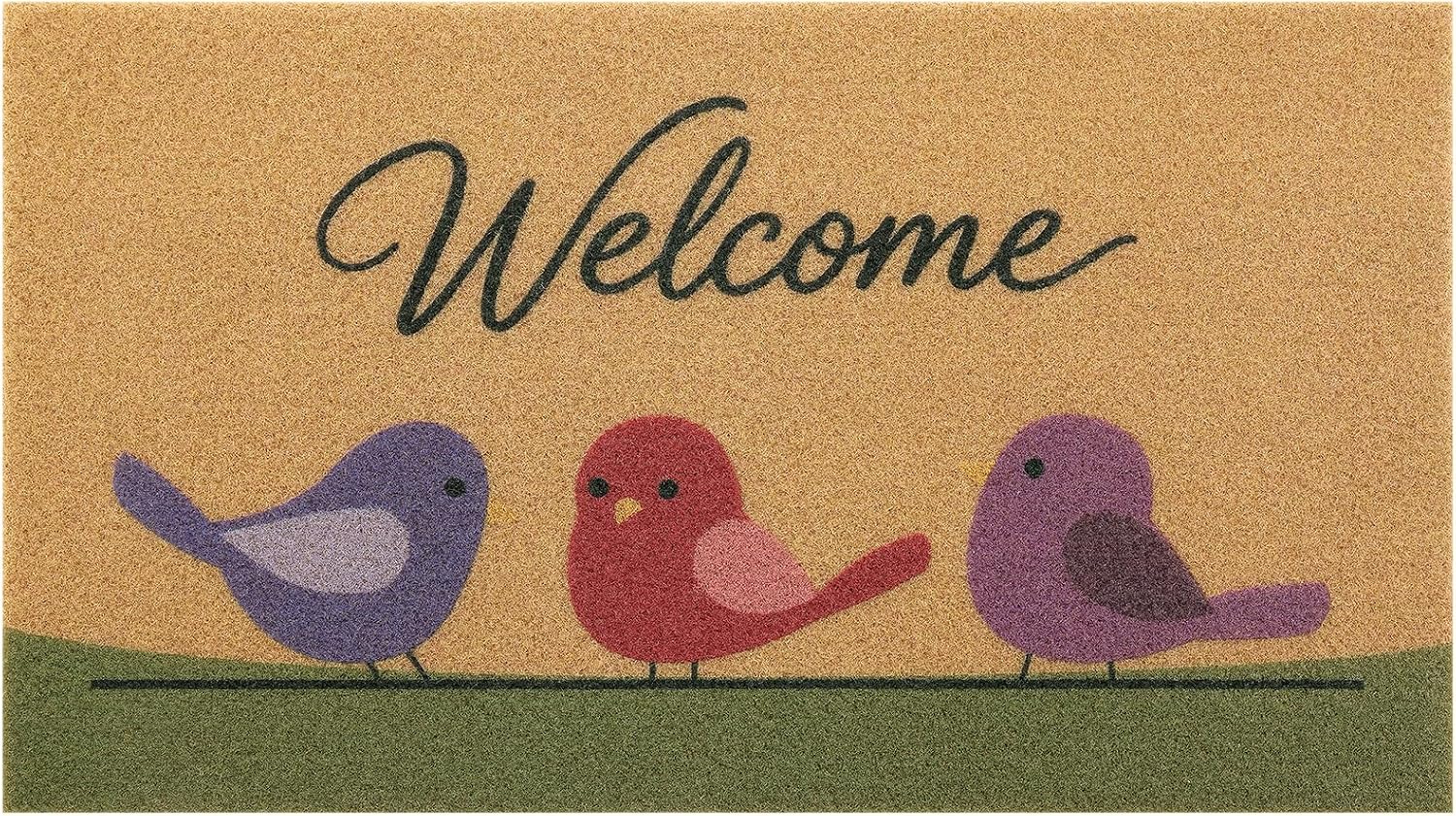 Smiry Front Door Mat Outside Entrance, Sturdy Dirt Trapper, Birds